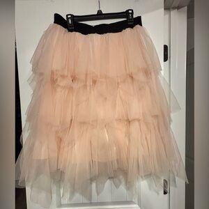 Eloquii Studio-Romantic Fun Black waistband Light Pink Layered Tulle Skirt, 14